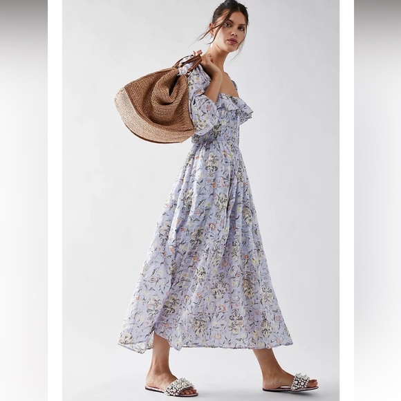 NWT Small Free People - Oasis Printed Midi Lavender Combo Women’s Dress S NEW - Picture 5 of 12